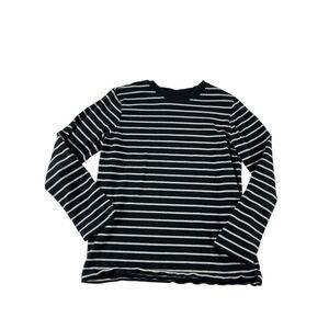 Hanna Andersson Striped Crew Neck Long Sleeve Ringer Tee Shirt US 8 130CM Black